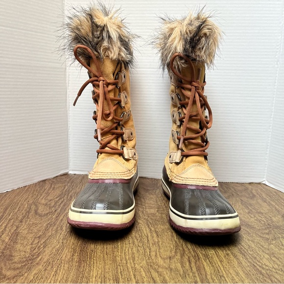 Sorel Joan of Arctic Waterproof Winter Boots Beige Purple Size 7 - Picture 4 of 13